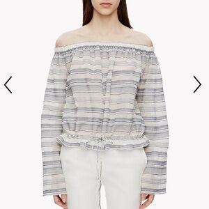 Theory Odettah-Vall Off-Shoulder Silk Blend Top